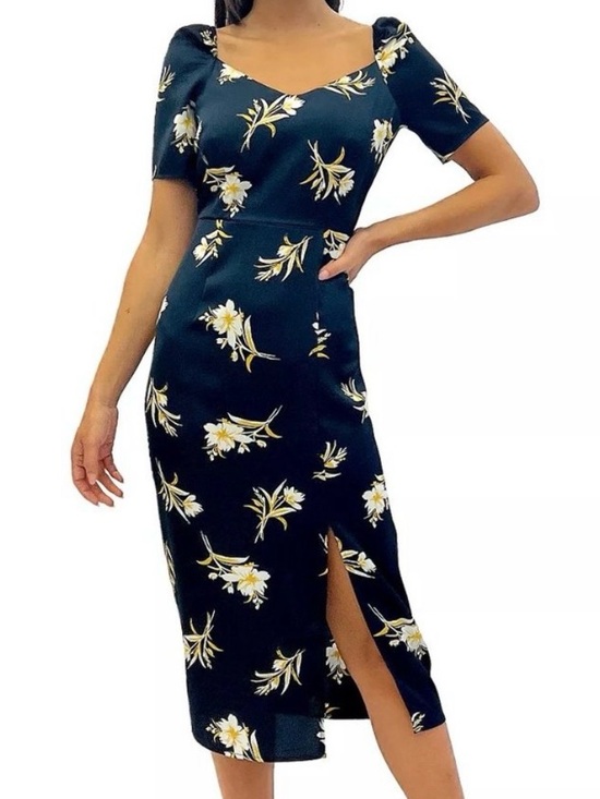 Sam Edelman Dresses & Skirts - Sam Edelman Navy Dress with White & Yellow Floral Print